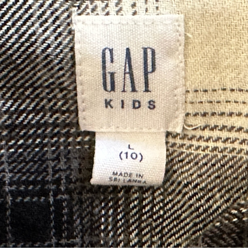 Boy’s Gap Long Sleeve Plaid Button Down Shirt Size 10 Large Ivory Gray Black - Picture 3 of 6